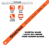GreatNeck GB224 Bi-Metal Hacksaw Blades 12 Inch 24 TPI (2 Pack) Additional Image 1