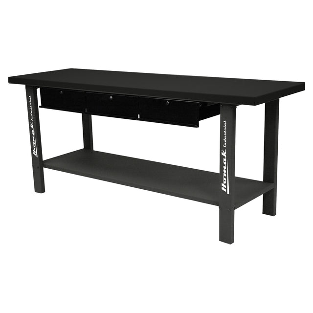 Homak GW00550160 79″ Industrial Steel Workbench With 3 Drawers Main Image
