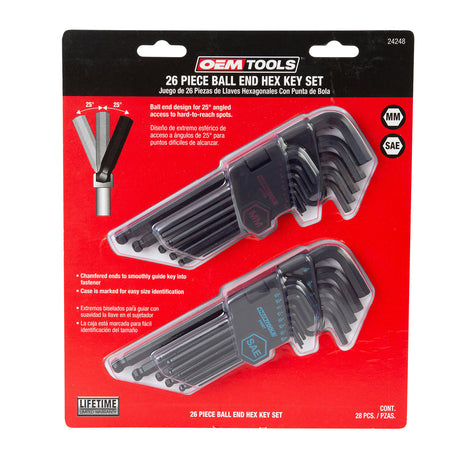 OEMTOOLS 24248 26 Piece SAE and Metric Hex Key Set Additional Image 7