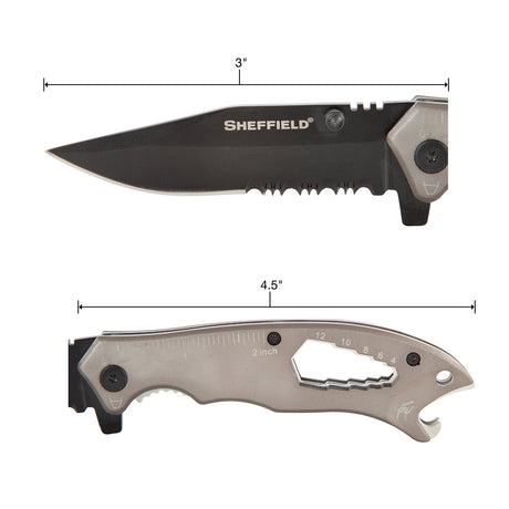 Sheffield 12170 Mechan 9-in-1 3in. Drop-Point Folding Knife Additional Image 1