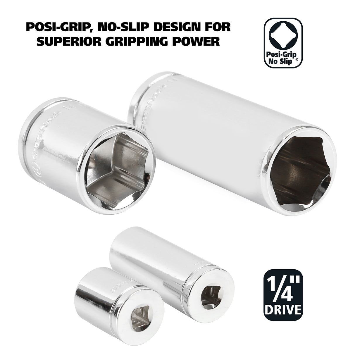 GreatNeck 18622 22 Piece 1/4 Drive Deep/Shallow Socket Set with Tray (Metric) Additional Image 3
