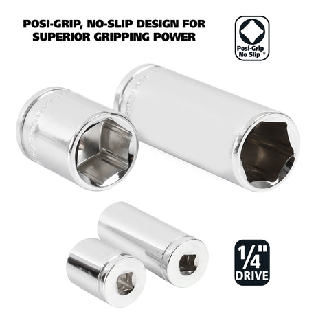 GreatNeck 18622 22 Piece 1/4 Drive Deep/Shallow Socket Set with Tray (Metric) Additional Image 3