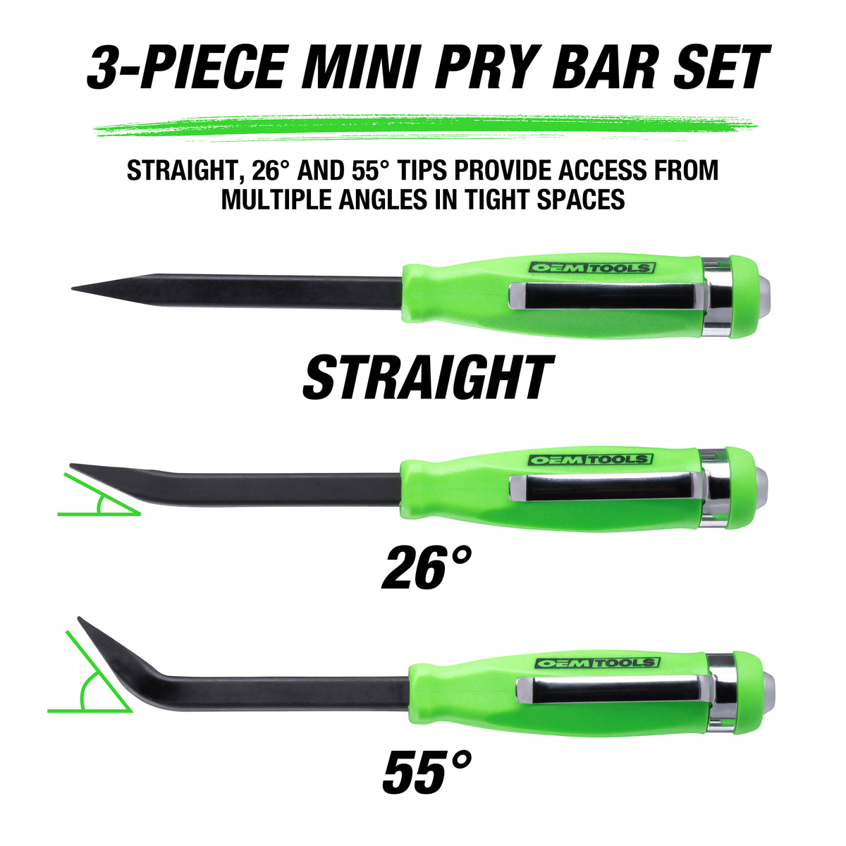 OEMTOOLS 24160 1/4in. Mini Pry Bar with Strike Cap and Pocket Clip Additional Image 1