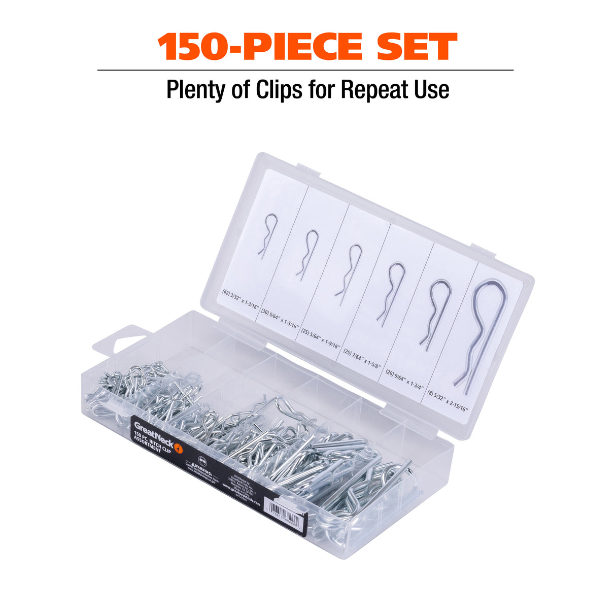 GreatNeck 68222 150-Piece Hitch Clip Assortment Additional Image 2