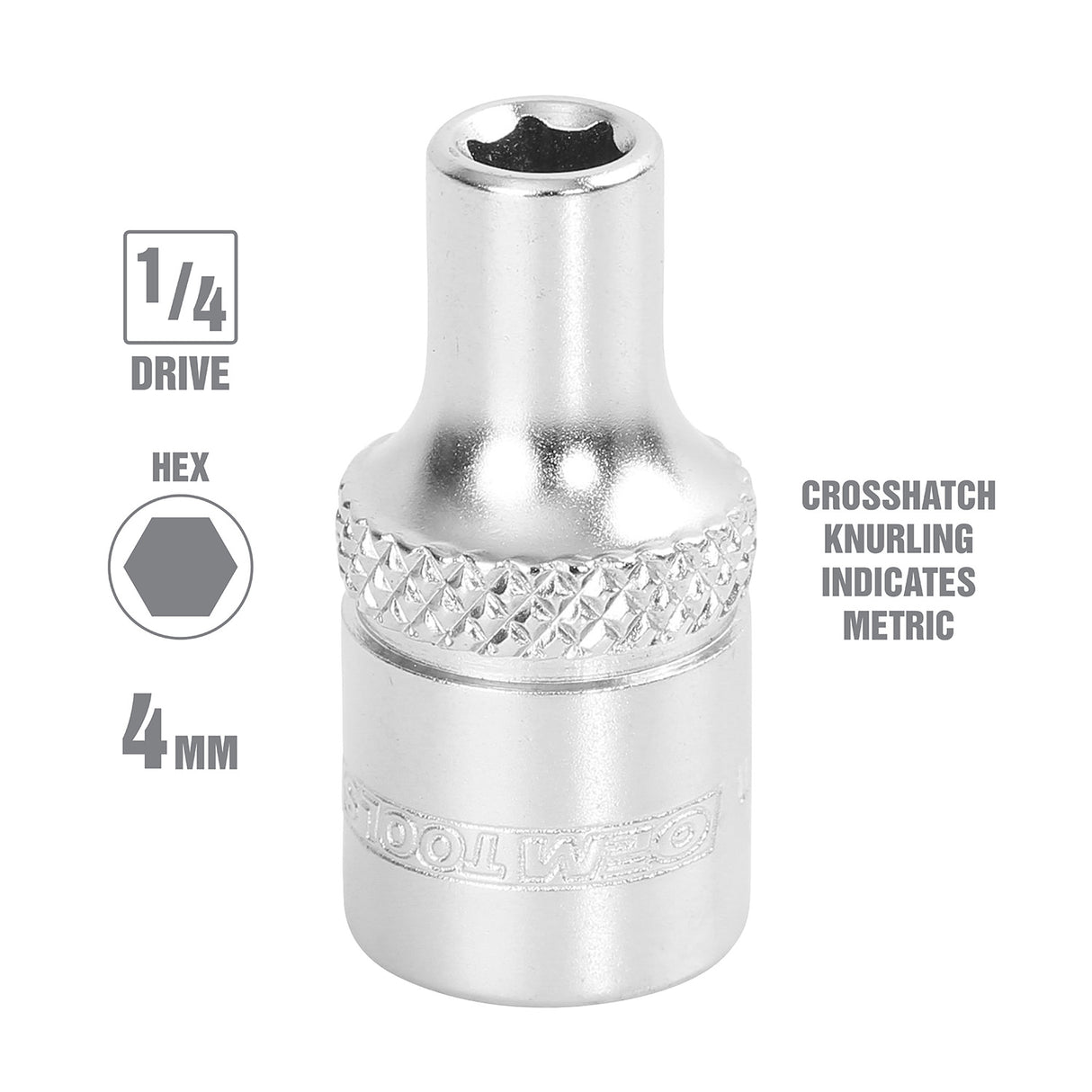 OEMTOOLS 22239 1/4 Inch Drive 6 Pt. Socket (4 mm) Additional Image 1