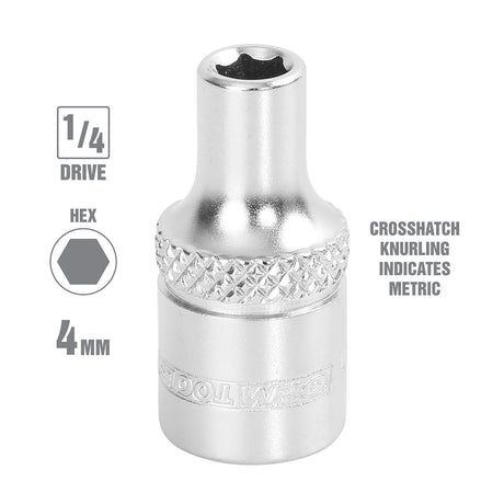OEMTOOLS 22239 1/4 Inch Drive 6 Pt. Socket (4 mm) Additional Image 1