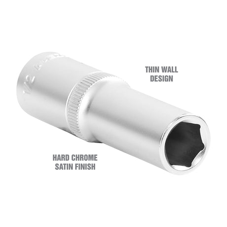 OEMTOOLS 22420 1/2 Inch 1/2 Inch Drive 6 Pt. Deep Wall Socket Additional Image 2