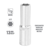 OEMTOOLS 22443 1/2 Inch Drive 6 Pt. Deep Wall Socket (13 mm) Additional Image 1