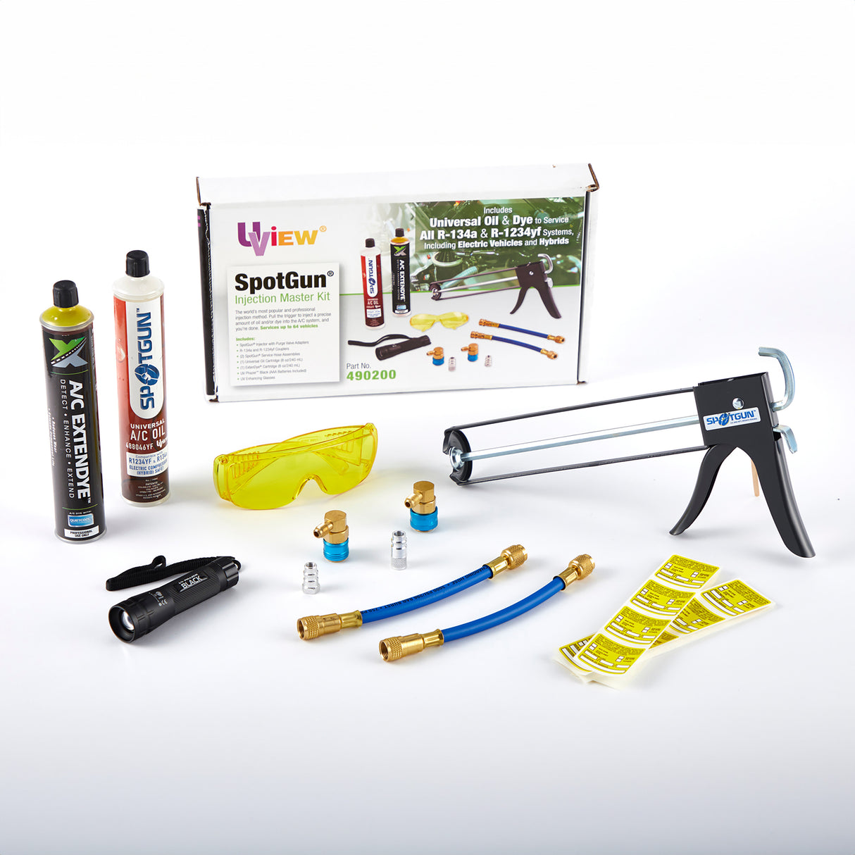 Uview 490200 Spotgun Univ. Oil/Dye kit for R134a/R1234YF - 8 Oz. With UV Lite Main Image