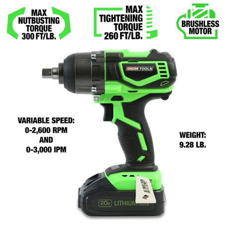 OEMTOOLS 24486 20V MAX* Li-ion Brushless 1/2in. Impact Wrench Additional Image 3