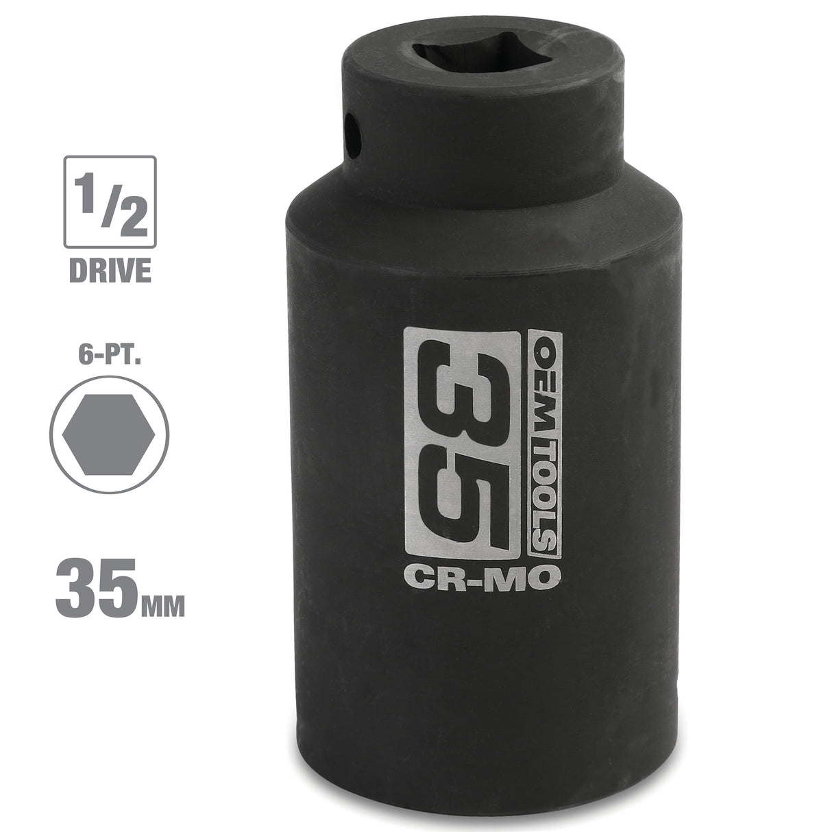 OEMTOOLS 25153 1/2 Inch Drive 6 Pt. Axle Nut Socket (35 mm) Additional Image 1