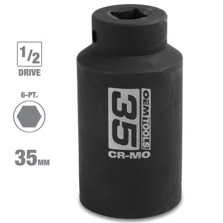 OEMTOOLS 25153 1/2 Inch Drive 6 Pt. Axle Nut Socket (35 mm) Additional Image 1