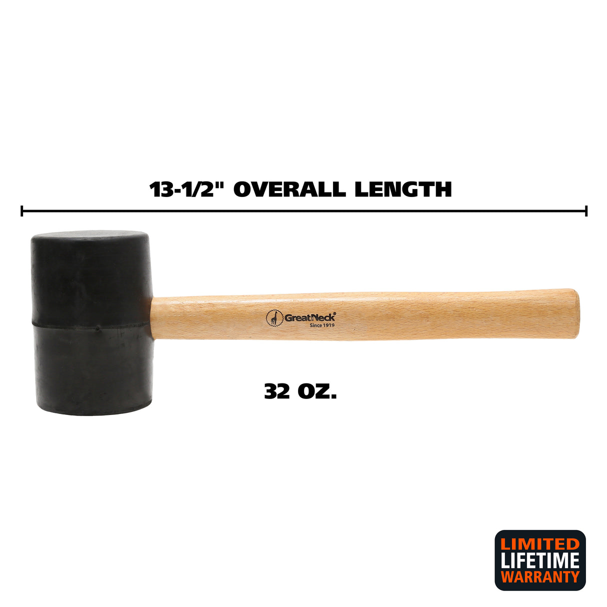GreatNeck RM32 Rubber Mallet (32 Oz.) Additional Image 1