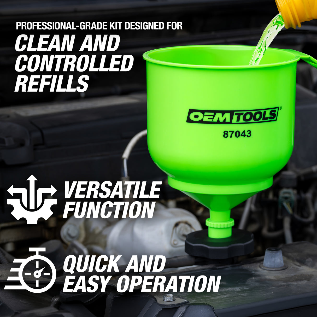 OEMTOOLS 87043 Professional No-Spill Coolant Funnel Kit Additional Image 1