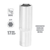 OEMTOOLS 22447 1/2 Inch Drive 6 Pt. Deep Wall Socket (17 mm) Additional Image 1