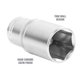 OEMTOOLS 22430 1/2 Inch Drive 6 Pt. Deep Wall Socket (1-1/8 Inch) Additional Image 2