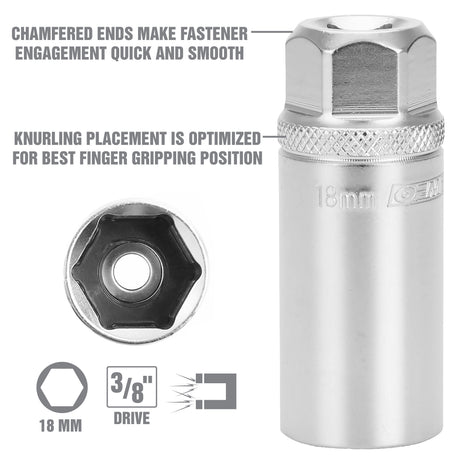 OEMTOOLS 22881 18 mm 3/8in. Drive Magnetic Spark Plug Socket Additional Image 3