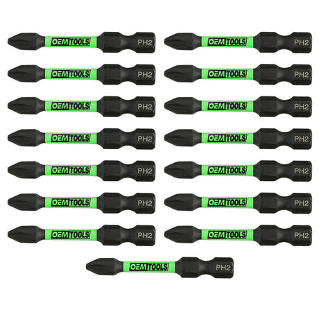 OEMTOOLS 26521 15-Pack Extended Phillips #2 Impact Bit Set Main Image
