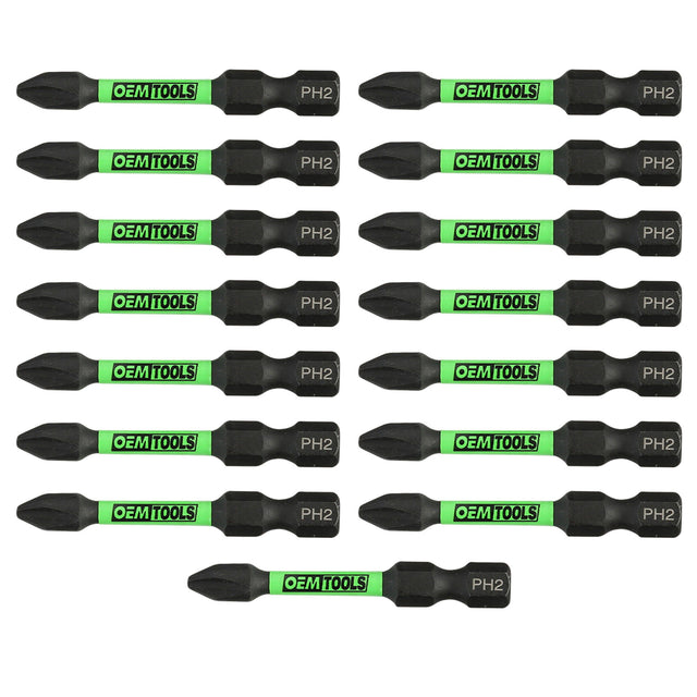 OEMTOOLS 26521 15-Pack Extended Phillips #2 Impact Bit Set Main Image