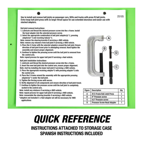OEMTOOLS 25105 XL C-Frame Ball Joint Press Kit Additional Image 6