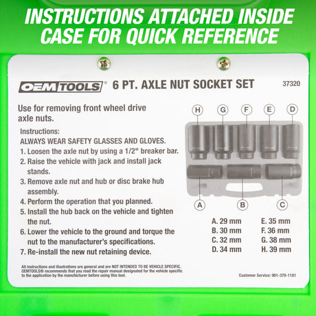 OEMTOOLS 37320 6 Pt. Axle Nut Socket Set Additional Image 7