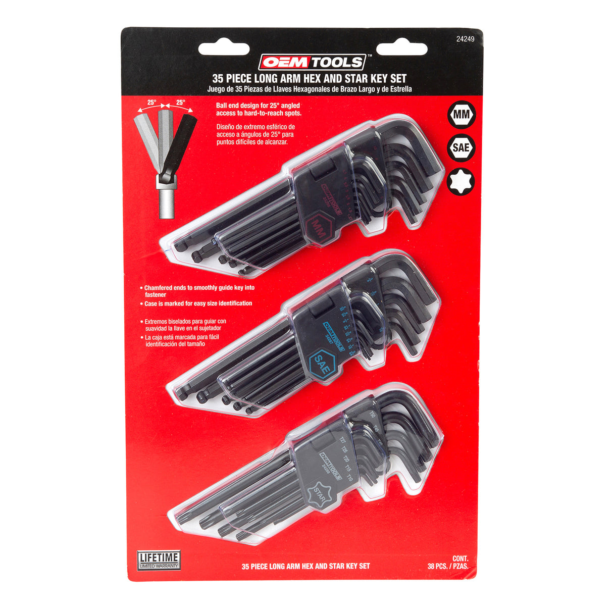OEMTOOLS 24249 35 Piece SAE, Metric, Star Hex Key Set Additional Image 7