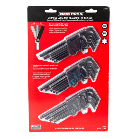 OEMTOOLS 24249 35 Piece SAE, Metric, Star Hex Key Set Additional Image 7