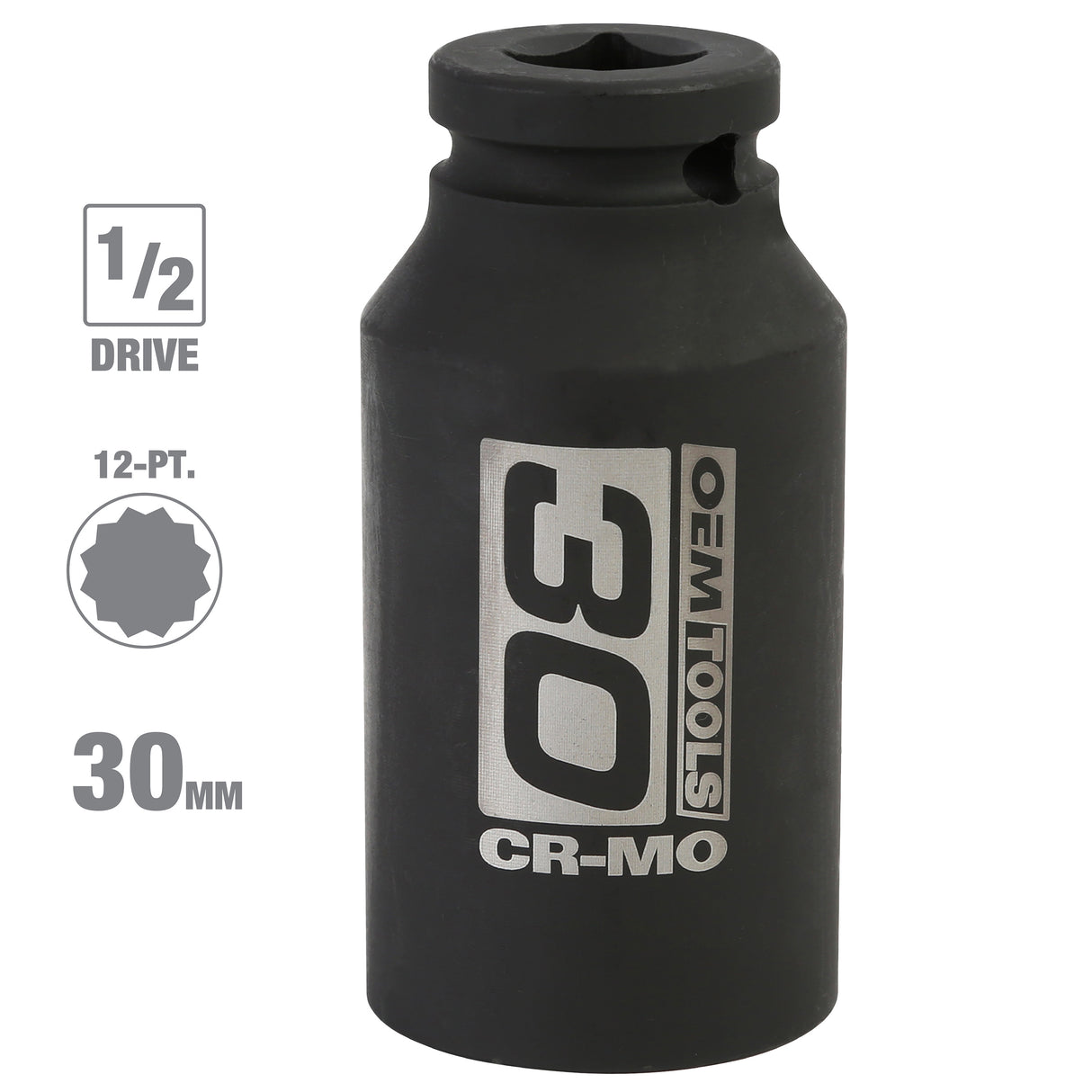 OEMTOOLS 24714 1/2in. Drive 12 Pt. Axle Nut Socket (30 mm) Additional Image 1