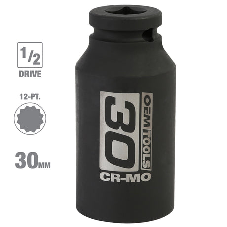 OEMTOOLS 24714 1/2in. Drive 12 Pt. Axle Nut Socket (30 mm) Additional Image 1