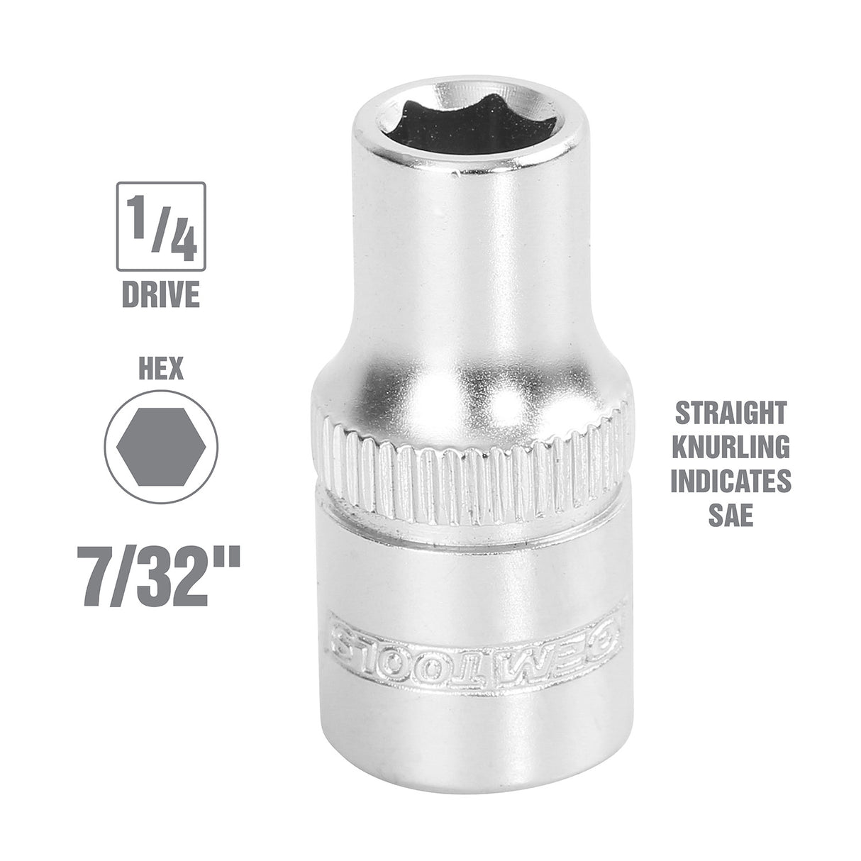 OEMTOOLS 22223 1/4 Inch Drive 6 Pt. Socket (7/32 Inch) Additional Image 1