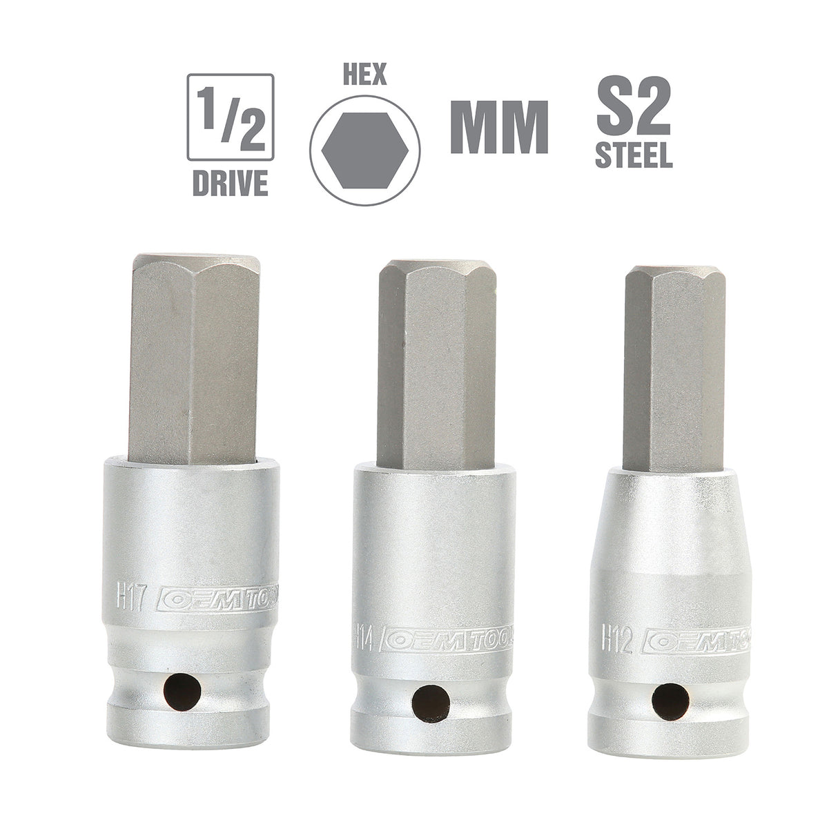 OEMTOOLS 25417 1/2 Inch Metric Drive Hex Bit Set Additional Image 1