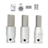 OEMTOOLS 25417 1/2 Inch Metric Drive Hex Bit Set Additional Image 1
