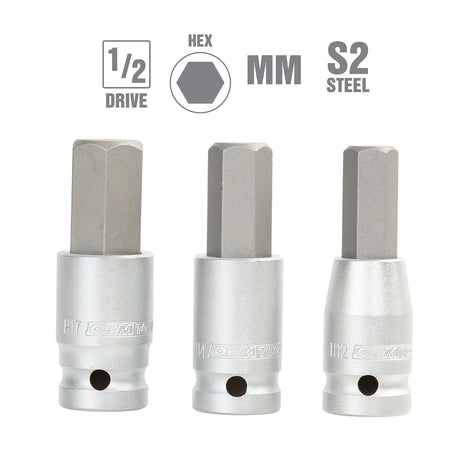 OEMTOOLS 25417 1/2 Inch Metric Drive Hex Bit Set Additional Image 1