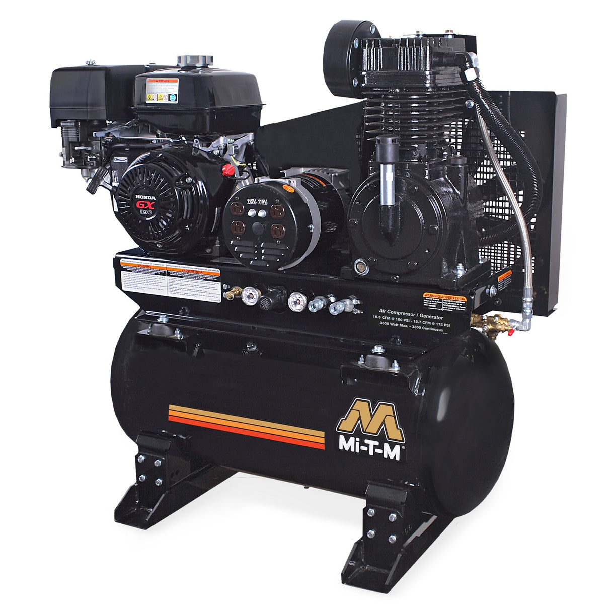 Mi-T-M AG2SH133M 2 Stage Compressor/Generator 30 Gallon W/ Electric Start - Honda Main Image