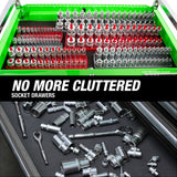OEMTOOLS 22413 6 Piece SAE and Metric Socket Tray Set (Red and Gray) Additional Image 8