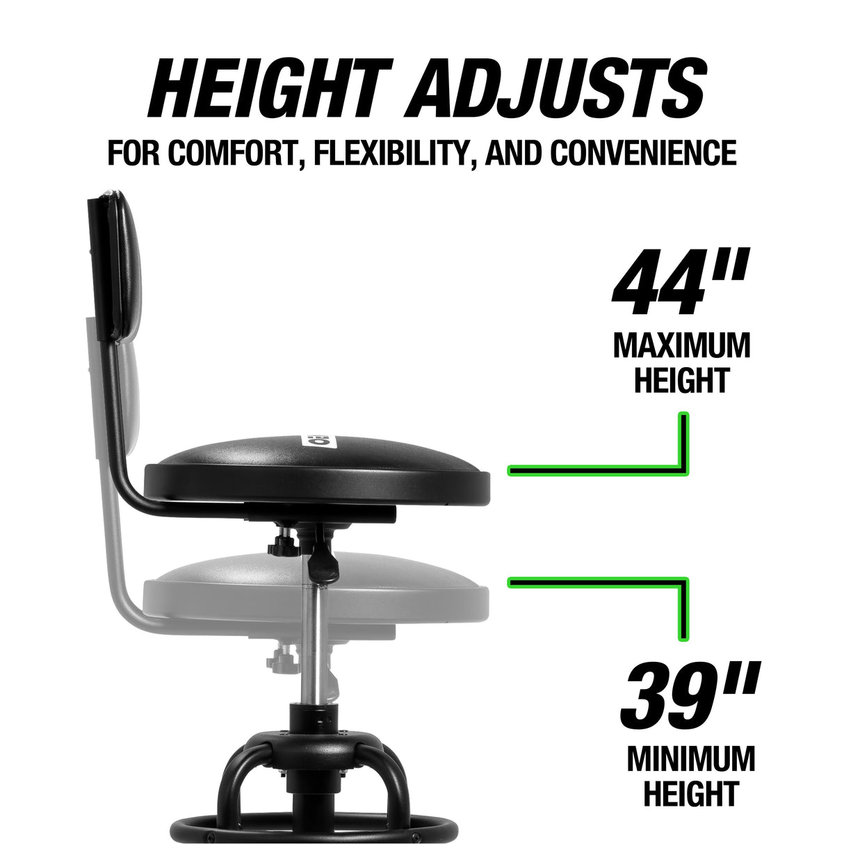OEMTOOLS 25700 Double Ring Adjustable Stool With Backrest Additional Image 3
