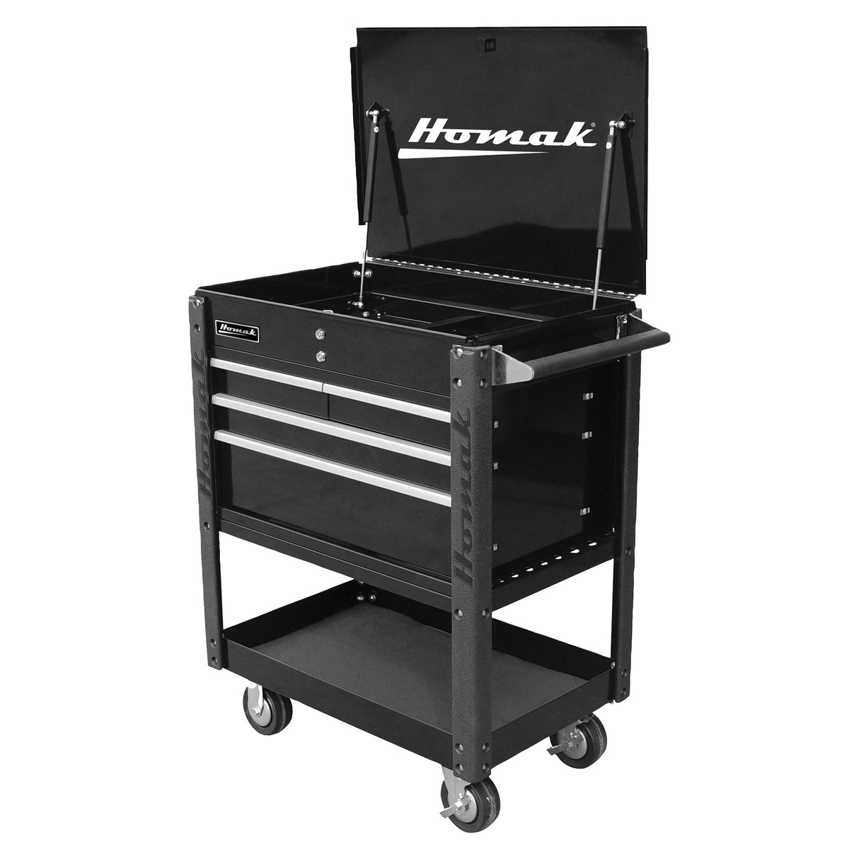 Homak 35in. Professional 4 Drawer Flip Top Service Cart - Black Main Image