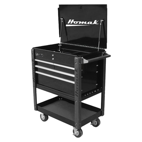 Homak 35in. Professional 4 Drawer Flip Top Service Cart - Black Main Image