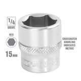 OEMTOOLS 22252 1/4 Inch Drive 6 Pt. Socket (15 mm) Additional Image 1