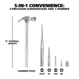 Great Neck HA104002 5 in 1 Silver Hammer and Screwdriver Set Additional Image 2