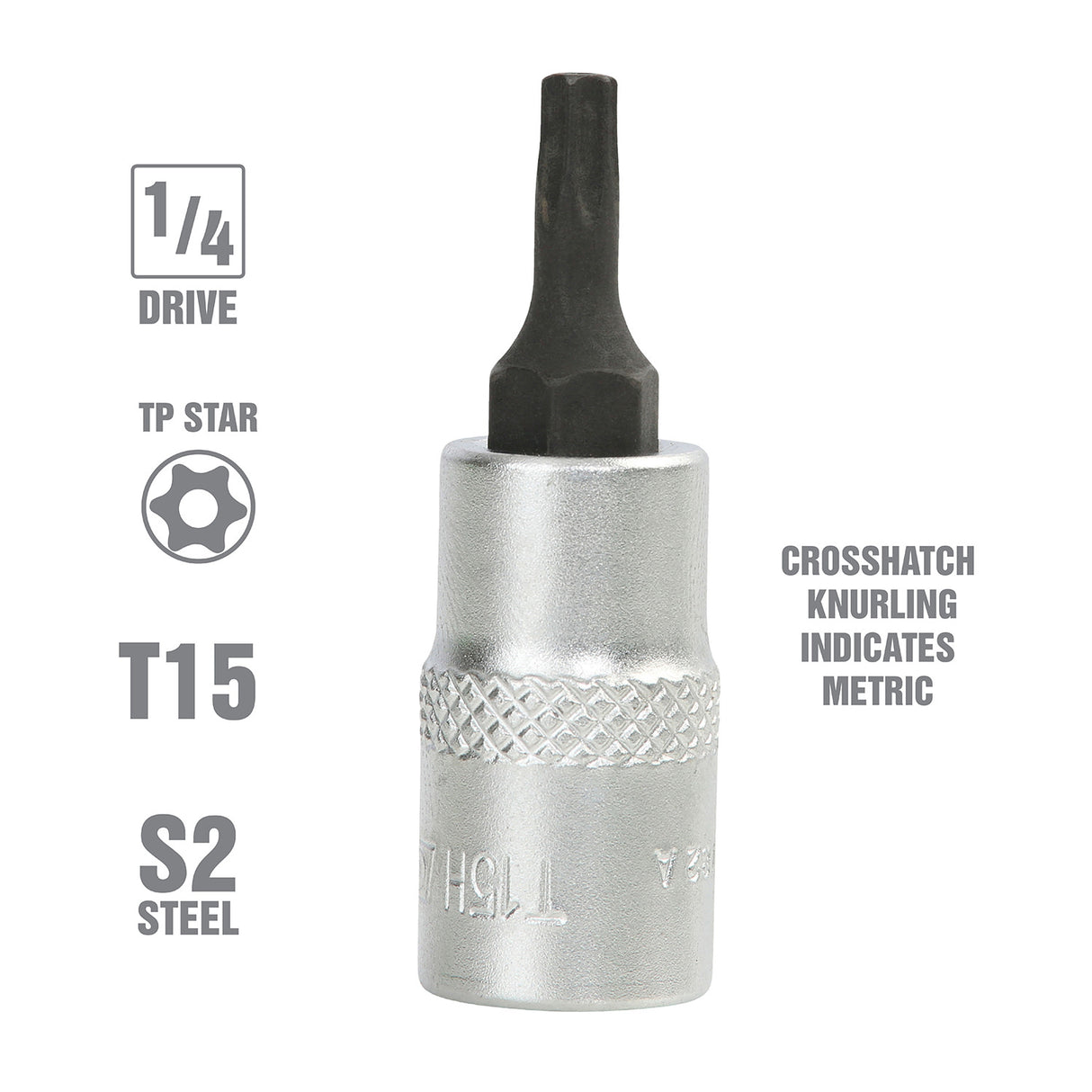 OEMTOOLS 22782 1/4 Inch Drive Tamper Proof Star Socket Bit (T15) Additional Image 1