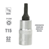 OEMTOOLS 22782 1/4 Inch Drive Tamper Proof Star Socket Bit (T15) Additional Image 1
