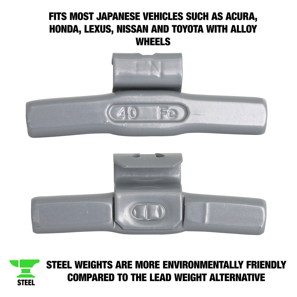 OEMTOOLS 23272 40 gm. FN Style Steel Wheel Weight - 1 Box of 25 Additional Image 1