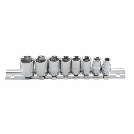 GreatNeck 8-Piece 1/4 Drive Socket Set with Rail - Metric Main Image