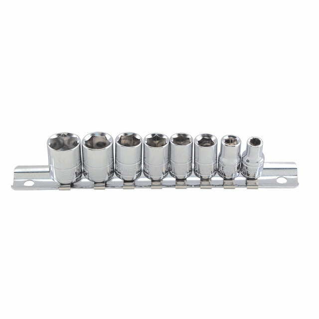 GreatNeck 8-Piece 1/4 Drive Socket Set with Rail - Metric Main Image