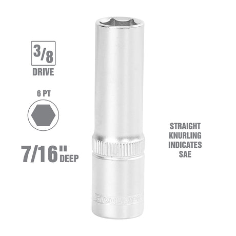 OEMTOOLS 22343 3/8 Inch Drive Deep Wall Socket (7/16 Inch) Additional Image 1