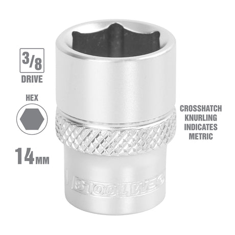 OEMTOOLS 22288 3/8 Inch Drive 6 Pt. Socket (14 mm) Additional Image 1