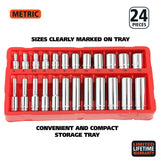 GreatNeck 18622 22 Piece 1/4 Drive Deep/Shallow Socket Set with Tray (Metric) Additional Image 1