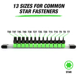 OEMTOOLS 24293 13 Piece 1/4in. Drive Stubby Star Socket Driver Set Additional Image 3