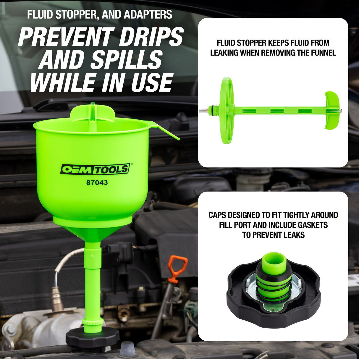 OEMTOOLS 87043 Professional No-Spill Coolant Funnel Kit Additional Image 2